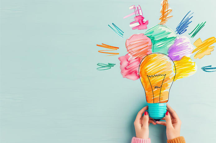 ampoule avec couleurs en arrière plan